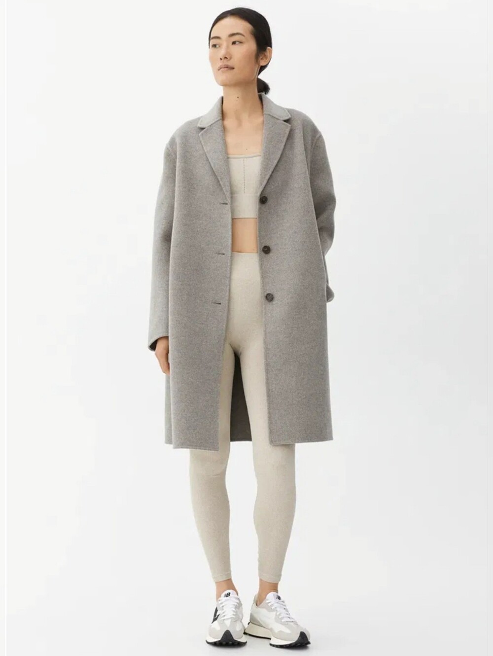 ARKET Taupe Beige Gray Double Faced 100% Wool Coat UK 10 Euro 36 Size Small